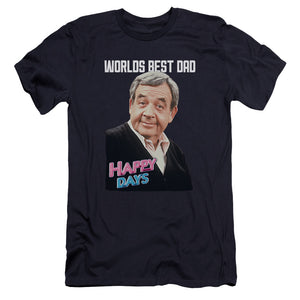 AN OFFCIALLY LICENSED HAPPY DAYS BEST DAD MEN'S PREMIUM SLIM FIT T-SHIRT NAVY