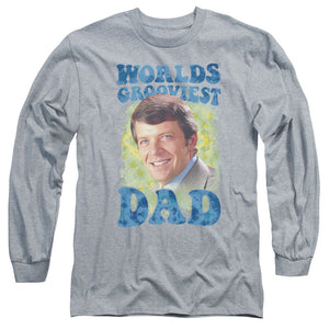 AN OFFCIALLY LICENSED BRADY BUNCH WORLDS GROOVIEST MEN'S LONG SLEEVE T-SHIRT ATHLETIC HEATHER
