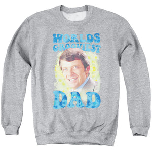 AN OFFCIALLY LICENSED BRADY BUNCH WORLDS GROOVIEST ADULT UNISEX CREWNECK SWEATSHIRT ATHLETIC HEATHER