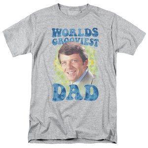 AN OFFCIALLY LICENSED BRADY BUNCH WORLDS GROOVIEST MEN'S REGULAR FIT T-SHIRT ATHLETIC HEATHER