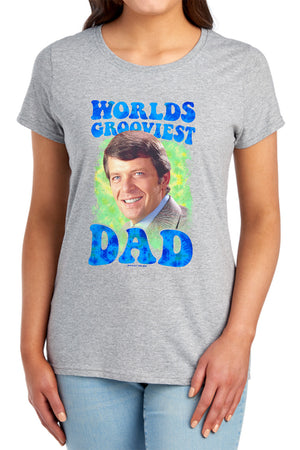 AN OFFCIALLY LICENSED BRADY BUNCH WORLDS GROOVIEST WOMEN'S REGULAR FIT T-SHIRT ATHLETIC HEATHER