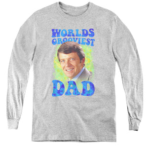 AN OFFCIALLY LICENSED BRADY BUNCH WORLDS GROOVIEST YOUTH LONG SLEEVE T-SHIRT ATHLETIC HEATHER
