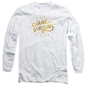 AN OFFCIALLY LICENSED JANE THE VIRGIN GOLDEN LOGO MEN'S LONG SLEEVE T-SHIRT WHITE