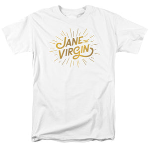 AN OFFCIALLY LICENSED JANE THE VIRGIN GOLDEN LOGO MEN'S REGULAR FIT T-SHIRT WHITE