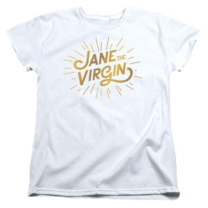 AN OFFCIALLY LICENSED JANE THE VIRGIN GOLDEN LOGO WOMEN'S REGULAR FIT T-SHIRT WHITE