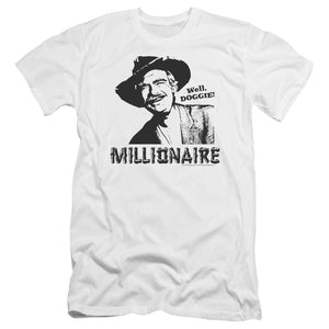 AN OFFCIALLY LICENSED BEVERLY HILLBILLIES MILLIONAIRE MEN'S PREMIUM SLIM FIT T-SHIRT WHITE