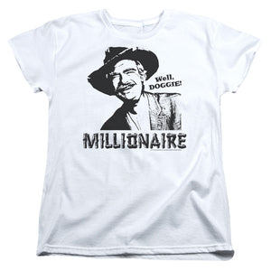 AN OFFCIALLY LICENSED BEVERLY HILLBILLIES MILLIONAIRE WOMEN'S REGULAR FIT T-SHIRT WHITE