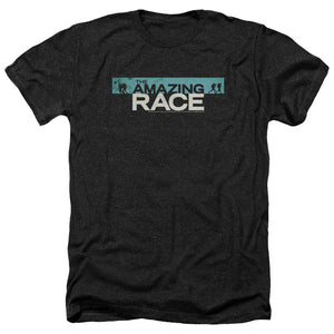 AN OFFCIALLY LICENSED AMAZING RACE BAR LOGO MEN'S HEATHER T-SHIRT CHARCOAL