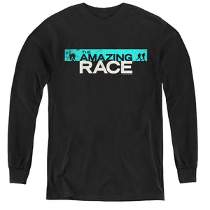 AN OFFCIALLY LICENSED AMAZING RACE BAR LOGO YOUTH LONG SLEEVE T-SHIRT BLACK