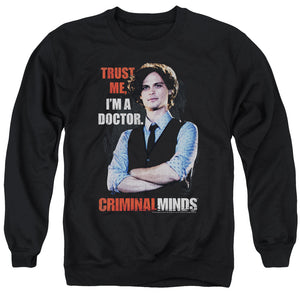 AN OFFCIALLY LICENSED CRIMINAL MINDS TRUST ME ADULT UNISEX CREWNECK SWEATSHIRT BLACK