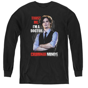 AN OFFCIALLY LICENSED CRIMINAL MINDS TRUST ME YOUTH LONG SLEEVE T-SHIRT BLACK