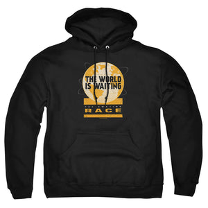 AN OFFCIALLY LICENSED AMAZING RACE WAITING WORLD ADULT UNISEX PULLOVER HOODIE BLACK