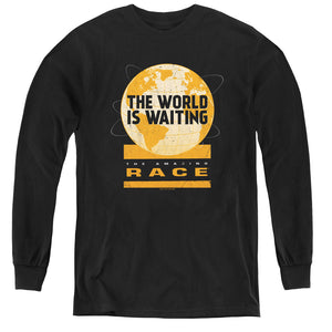 AN OFFCIALLY LICENSED AMAZING RACE WAITING WORLD YOUTH LONG SLEEVE T-SHIRT BLACK