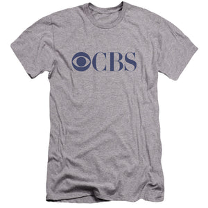 AN OFFCIALLY LICENSED CBS LOGO CBS LOGO MEN'S PREMIUM SLIM FIT T-SHIRT ATHLETIC HEATHER
