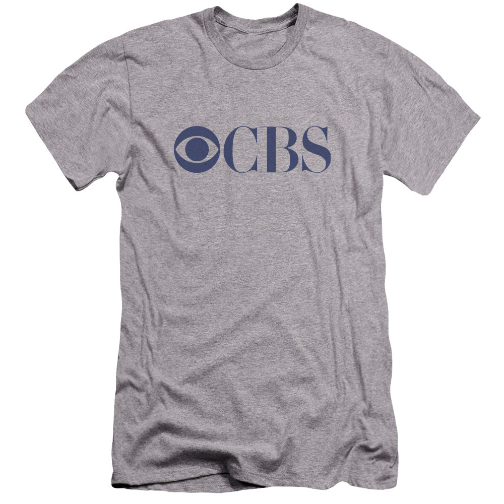 AN OFFCIALLY LICENSED CBS LOGO CBS LOGO MEN'S PREMIUM SLIM FIT T-SHIRT ATHLETIC HEATHER