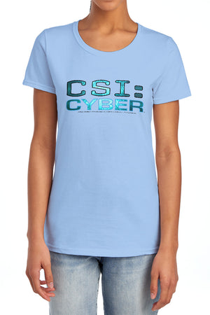 AN OFFCIALLY LICENSED CSI: CYBER CYBER LOGO WOMEN'S REGULAR FIT T-SHIRT LIGHT BLUE