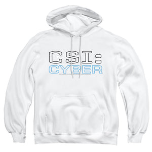 AN OFFCIALLY LICENSED CSI: CYBER LOGO ADULT UNISEX PULLOVER HOODIE WHITE