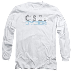 AN OFFCIALLY LICENSED CSI: CYBER LOGO MEN'S LONG SLEEVE T-SHIRT WHITE