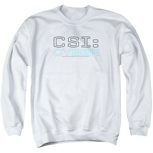 AN OFFCIALLY LICENSED CSI: CYBER LOGO ADULT UNISEX CREWNECK SWEATSHIRT WHITE
