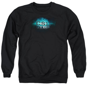 AN OFFCIALLY LICENSED CSI: CYBER THUMB PRINT ADULT UNISEX CREWNECK SWEATSHIRT BLACK