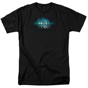 AN OFFCIALLY LICENSED CSI: CYBER THUMB PRINT MEN'S REGULAR FIT T-SHIRT BLACK