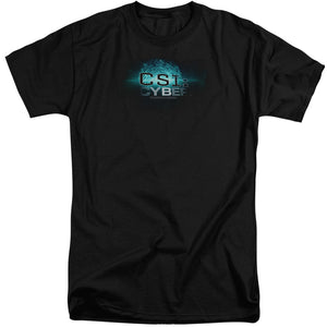 AN OFFCIALLY LICENSED CSI: CYBER THUMB PRINT MEN'S TALL FIT T-SHIRT BLACK