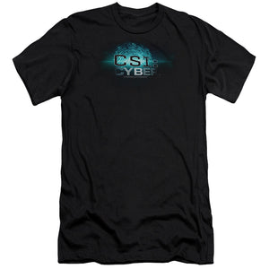 AN OFFCIALLY LICENSED CSI: CYBER THUMB PRINT MEN'S PREMIUM SLIM FIT T-SHIRT BLACK