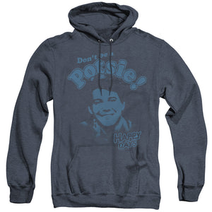 AN OFFCIALLY LICENSED HAPPY DAYS DONT BE A POTSY ADULT UNISEX HEATHER PULLOVER HOODIE NAVY