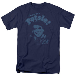 AN OFFCIALLY LICENSED HAPPY DAYS DONT BE A POTSY MEN'S REGULAR FIT T-SHIRT NAVY