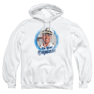 AN OFFCIALLY LICENSED LOVE BOAT IM YOUR CAPTAIN ADULT UNISEX PULLOVER HOODIE WHITE