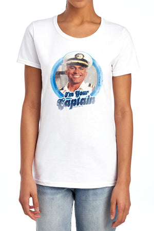 AN OFFCIALLY LICENSED LOVE BOAT IM YOUR CAPTAIN WOMEN'S REGULAR FIT T-SHIRT WHITE