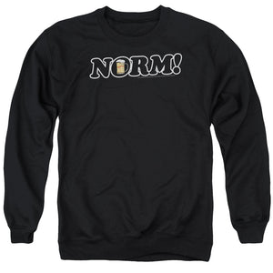 AN OFFCIALLY LICENSED CHEERS NORM! ADULT UNISEX CREWNECK SWEATSHIRT BLACK