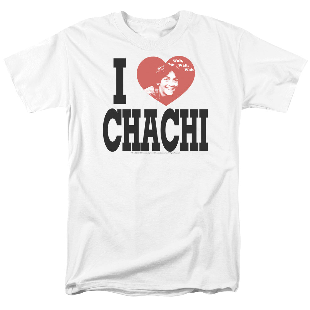 AN OFFCIALLY LICENSED HAPPY DAYS I HEART CHACHI MEN'S REGULAR FIT T-SHIRT WHITE