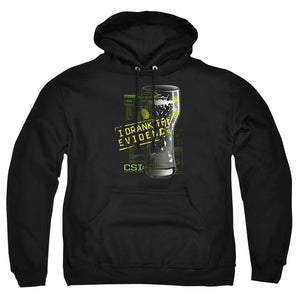 AN OFFCIALLY LICENSED CSI I DRANK THE EVIDENCE ADULT UNISEX PULLOVER HOODIE BLACK