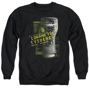 AN OFFCIALLY LICENSED CSI I DRANK THE EVIDENCE ADULT UNISEX CREWNECK SWEATSHIRT BLACK