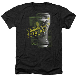AN OFFCIALLY LICENSED CSI I DRANK THE EVIDENCE MEN'S HEATHER T-SHIRT CHARCOAL