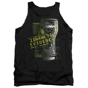 AN OFFCIALLY LICENSED CSI I DRANK THE EVIDENCE ADULT UNISEX TANK TOP BLACK