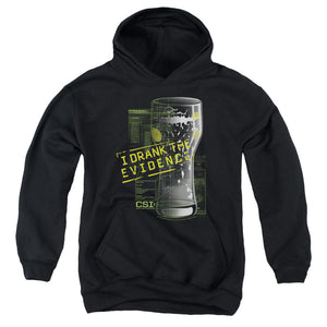 AN OFFCIALLY LICENSED CSI I DRANK THE EVIDENCE YOUTH HOODIE BLACK