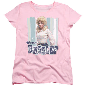 AN OFFCIALLY LICENSED BEVERLY HILLBILLIES WANNA RASSLE WOMEN'S REGULAR FIT T-SHIRT PINK