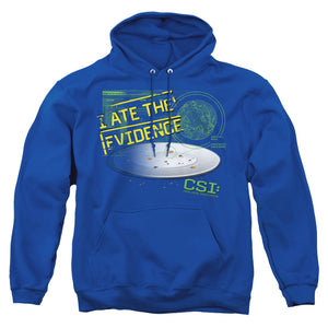 AN OFFCIALLY LICENSED CSI I ATE THE EVIDENCE ADULT UNISEX PULLOVER HOODIE ROYAL