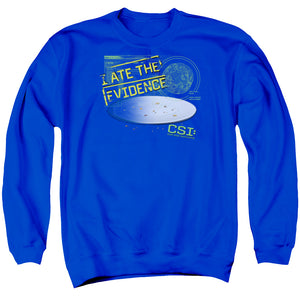 AN OFFCIALLY LICENSED CSI I ATE THE EVIDENCE ADULT UNISEX CREWNECK SWEATSHIRT ROYAL