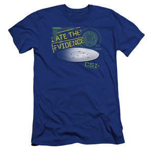 AN OFFCIALLY LICENSED CSI I ATE THE EVIDENCE MEN'S PREMIUM SLIM FIT T-SHIRT ROYAL