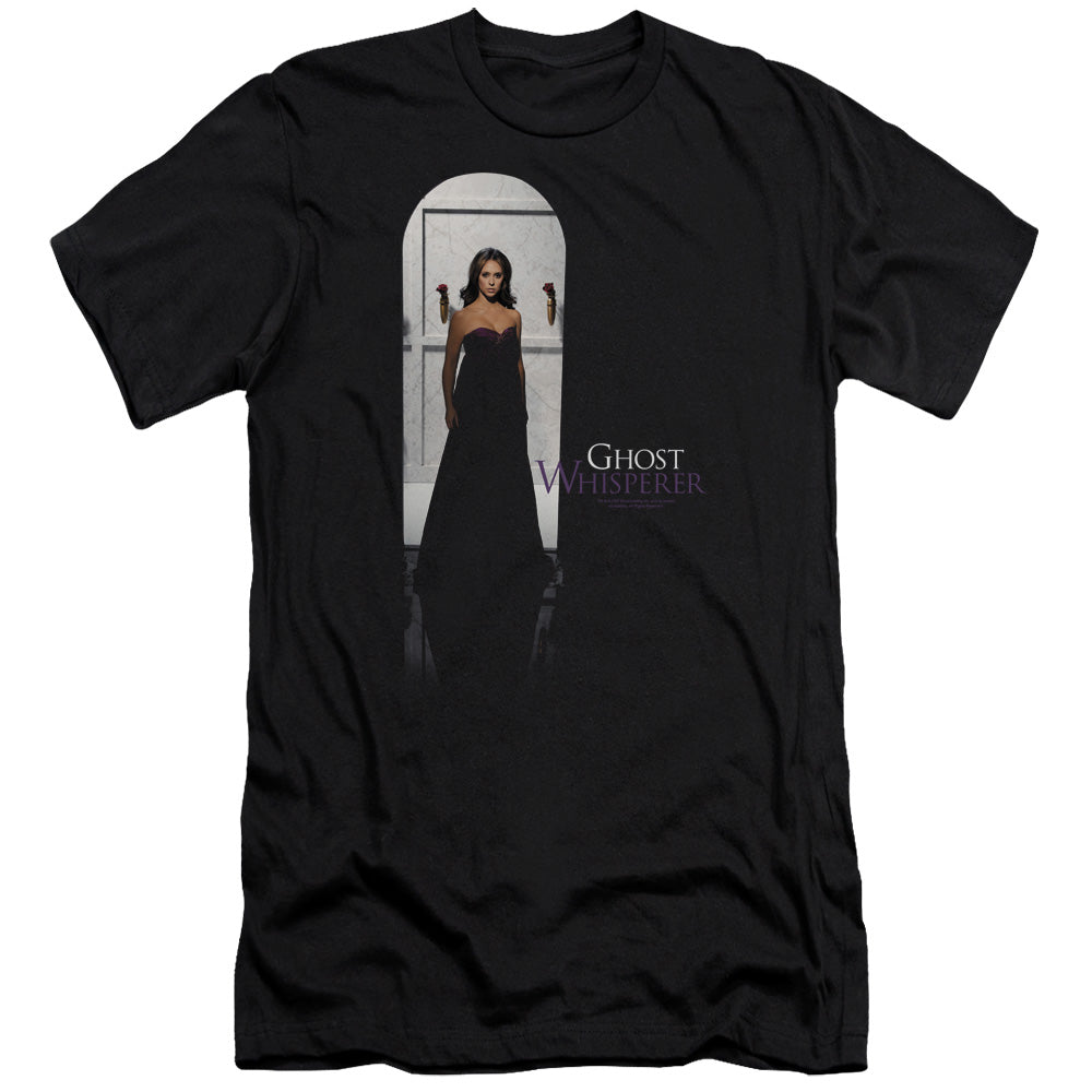 AN OFFCIALLY LICENSED GHOST WHISPERER DOORWAY MEN'S PREMIUM SLIM FIT T-SHIRT BLACK