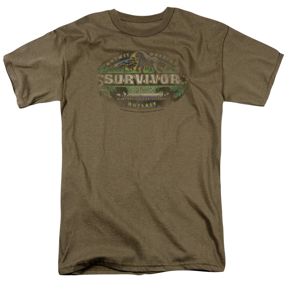 Survivor Gabon Distressed Licensed Adult Unisex T-Shirt Regular Fit Tee SM-3X