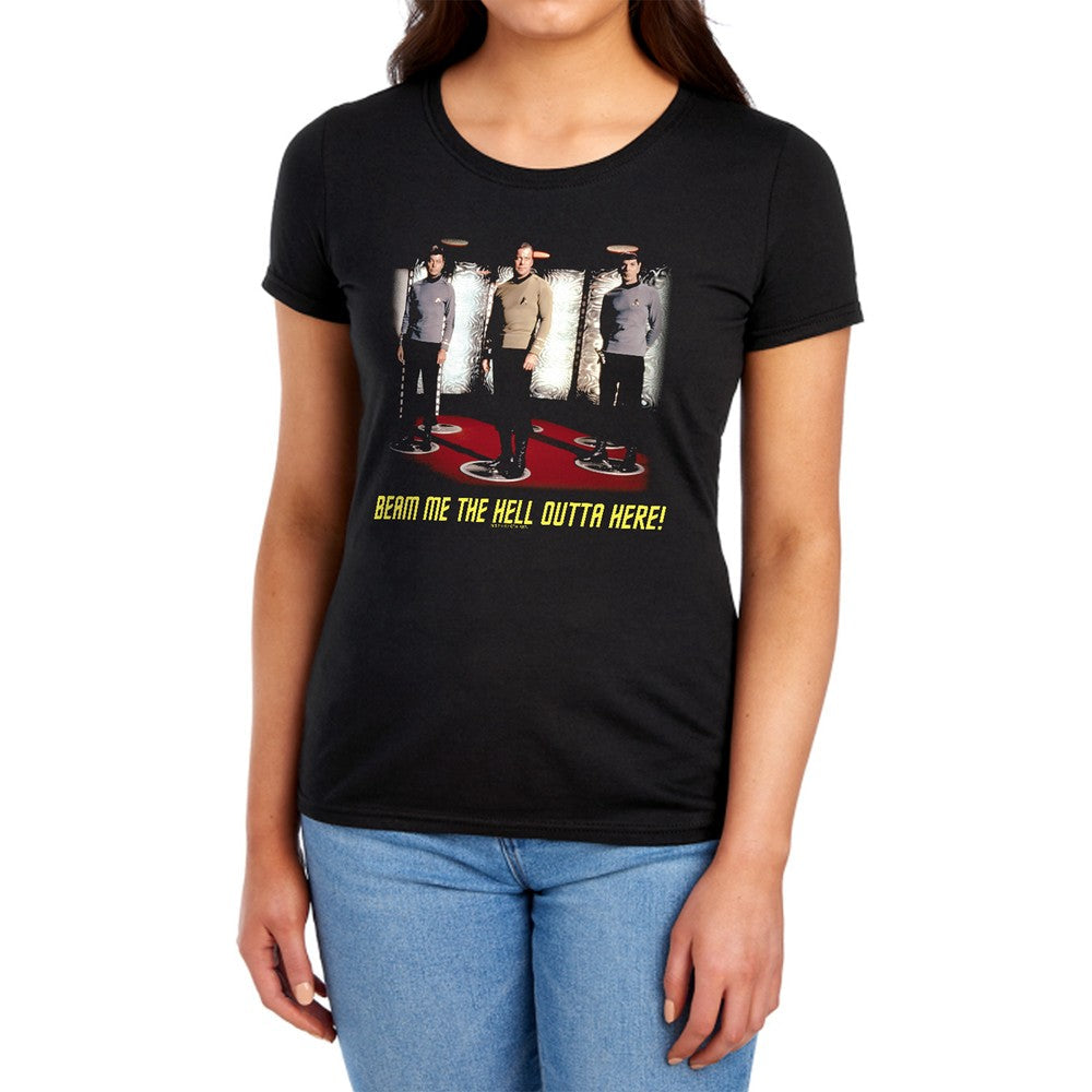 Star Trek Beam Me Out Licensed Women's T-Shirt Regular Fit LG