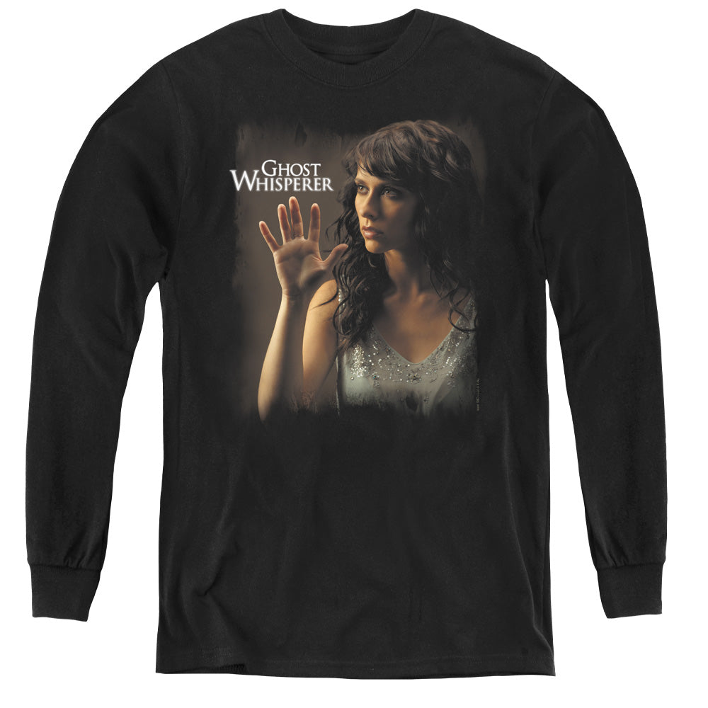 AN OFFCIALLY LICENSED GHOST WHISPERER ETHEREAL YOUTH LONG SLEEVE T-SHIRT BLACK