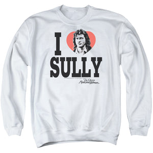 AN OFFCIALLY LICENSED DR.QUINN I HEART SULLY ADULT UNISEX CREWNECK SWEATSHIRT WHITE