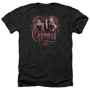 AN OFFCIALLY LICENSED CHARMED CHARMED GIRLS MEN'S HEATHER T-SHIRT CHARCOAL