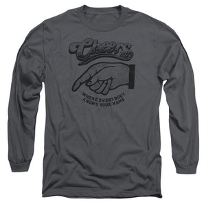 AN OFFCIALLY LICENSED CHEERS THE STANDARD MEN'S LONG SLEEVE T-SHIRT CHARCOAL