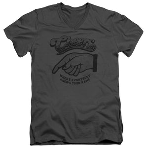 AN OFFCIALLY LICENSED CHEERS THE STANDARD MEN'S V-NECK T-SHIRT CHARCOAL
